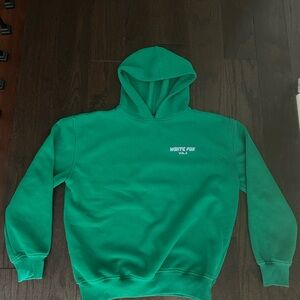 White fox hoodie in green